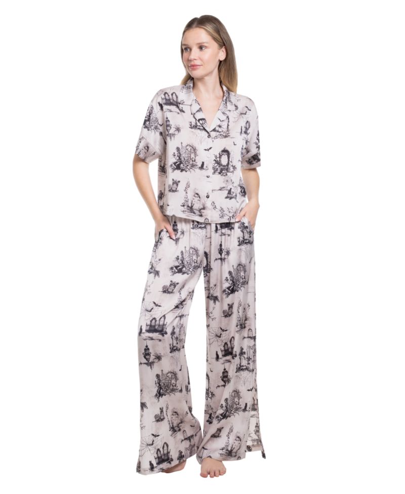 Women's Eerie Toile Satin Short-Sleeve Pajama Set