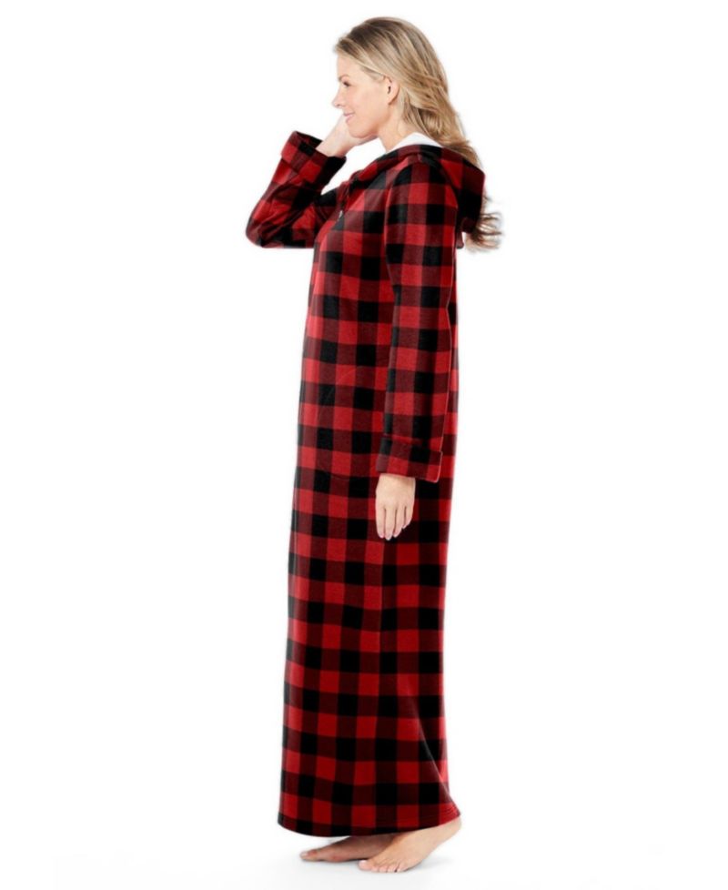 Women's Dreams and Co. Long Hooded Fleece Sweatshirt Robe