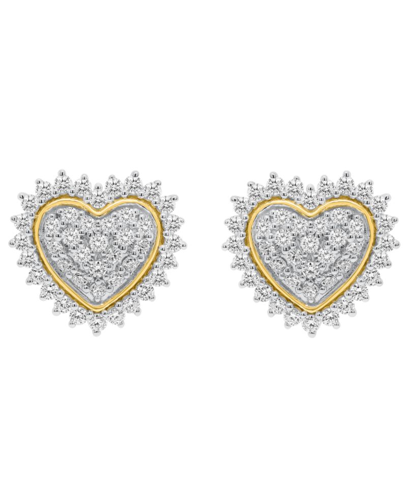 Lab-Grown Diamond Heart Cluster Stud Earrings (1 ct. t.w.) in Sterling Silver