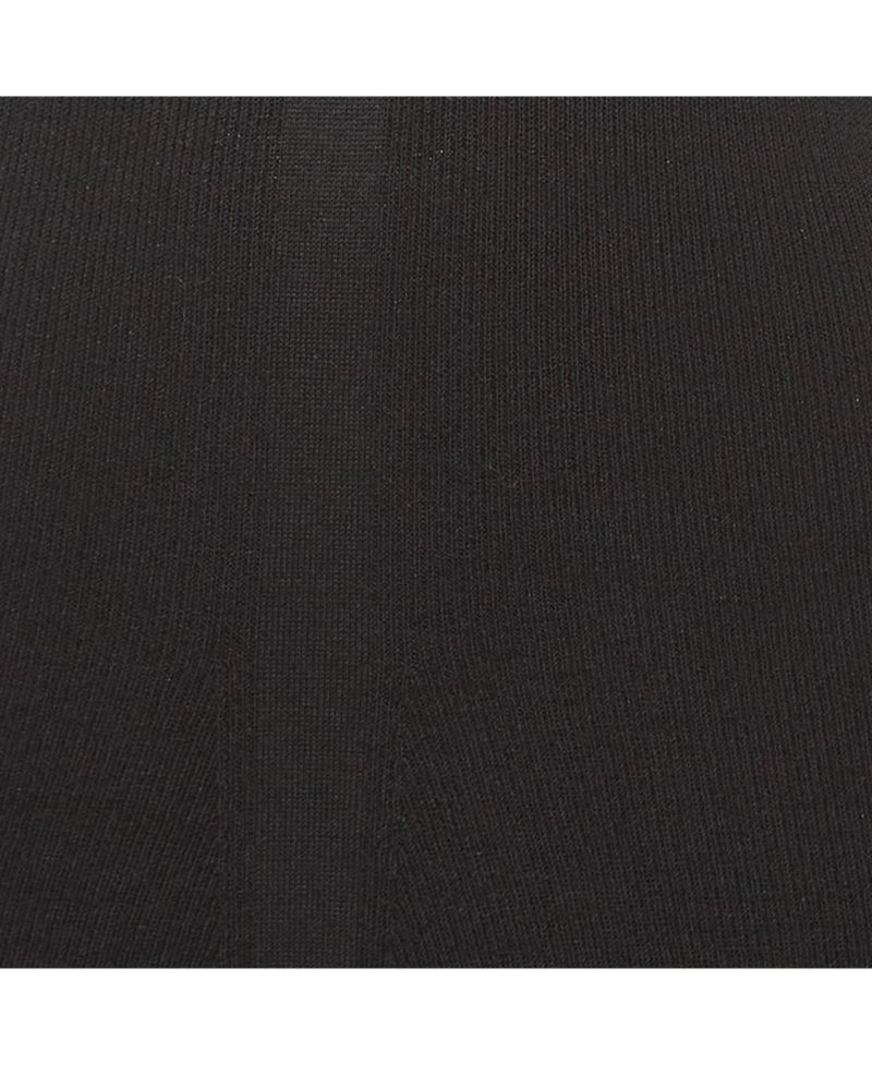 Women's Black Rib Knit Logo Strap Fitted Short Dress