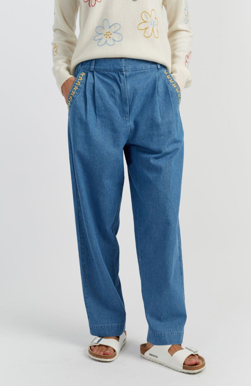 Women's Chinti and Parker Chambray Daisy Pants