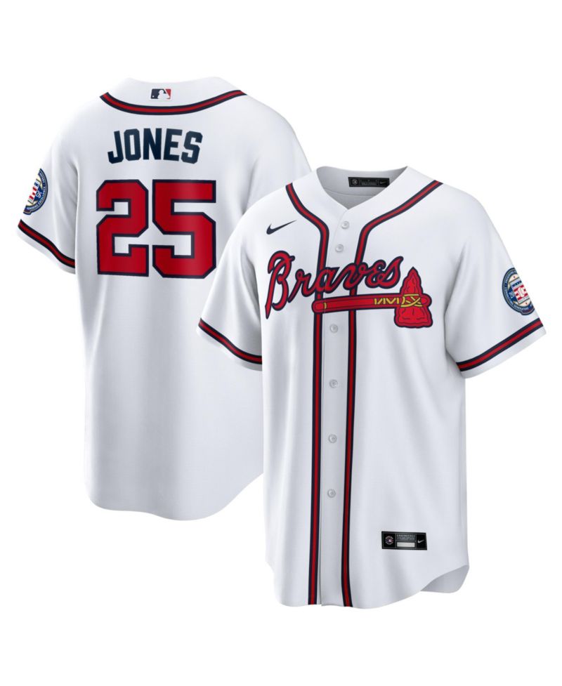 Men's Andruw Jones White Atlanta Braves Home Replica 2026 Hall of Fame Patch Jersey