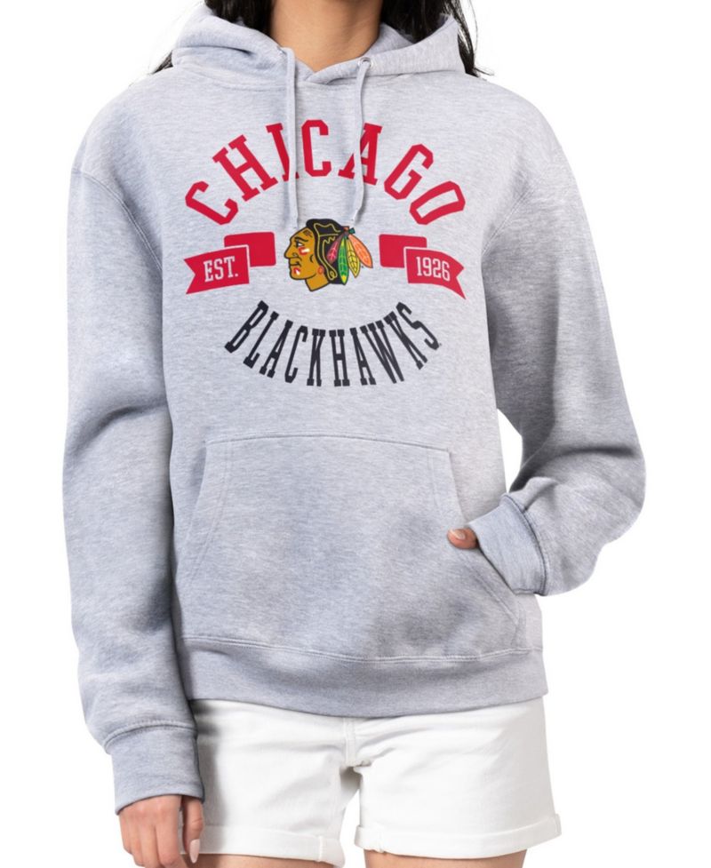 Women's Heather Gray Chicago Blackhawks City Graphic Fleece Pullover Hoodie