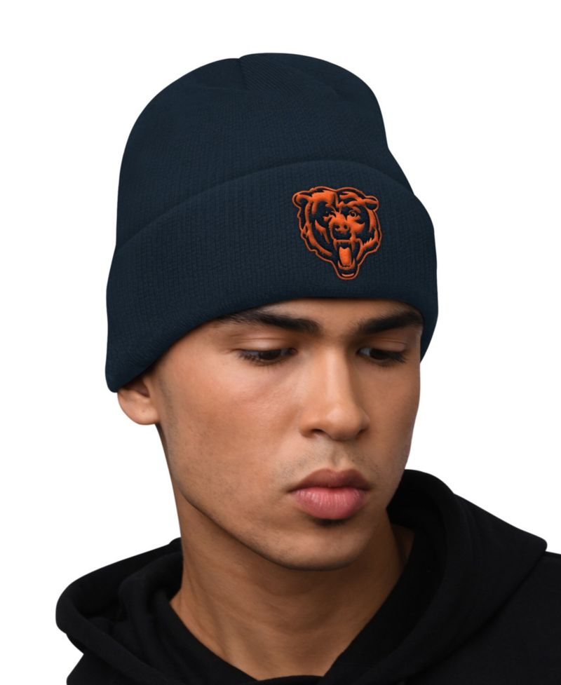 Men's Navy Chicago Bears Hoodie and Cuffed Knit Hat Combo Pack