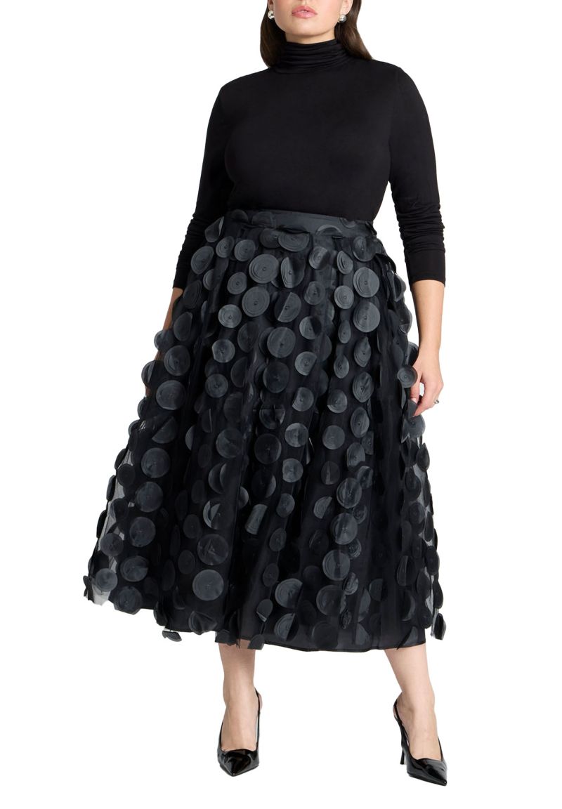 Women's Plus Size Dimensional Dot Full Skirt