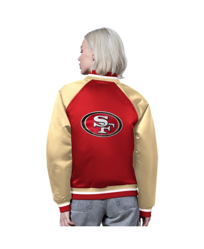 Women's Scarlet/Gold San Francisco 49ers Satin Full-Snap Varsity Jacket
