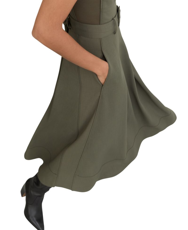 Petite Ava Fit & Flare Belted Pleated Dress