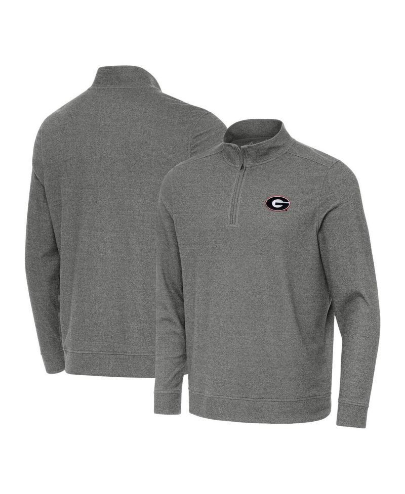 Men's Heather Charcoal Georgia Bulldogs Subtle Quarter-Zip Hoodie