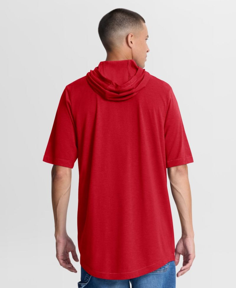Men's Red Cincinnati Reds Arched Wordmark Tri-Blend Hooded T-Shirt