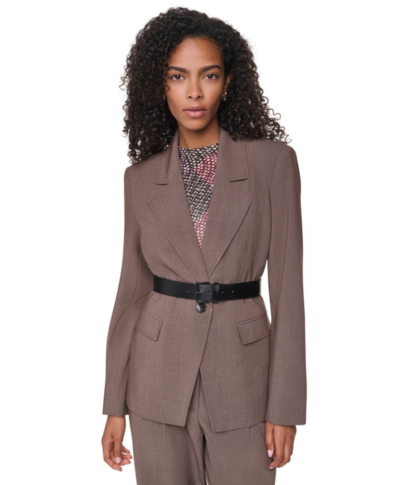 Women's Belted Notch Collar Stretch Blazer