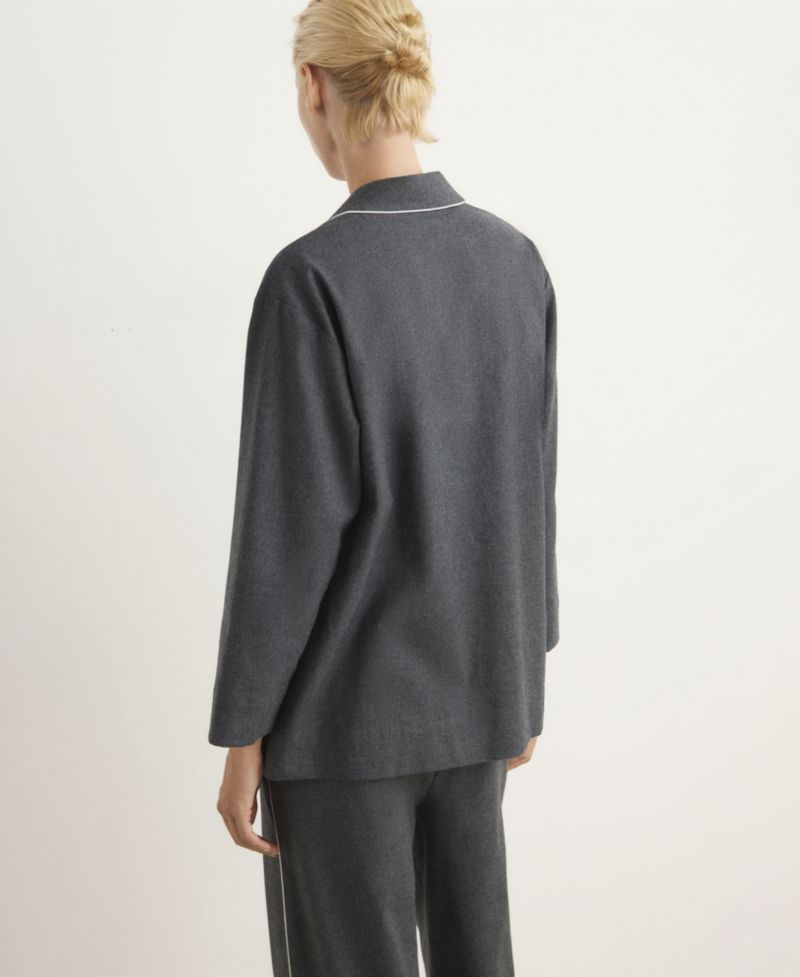 Women's Contrasting Piping Cotton Flannel Shirt