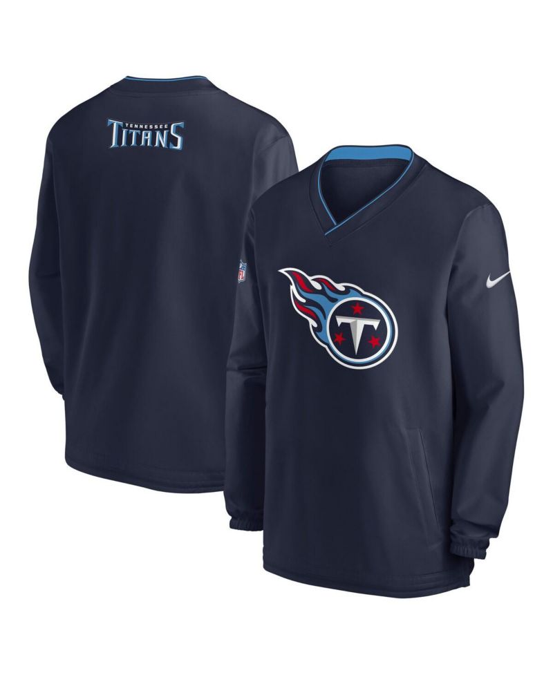 Men's Navy Tennessee Titans 2023/24 Sideline Repel V-neck Long Sleeve Pullover Windshirt