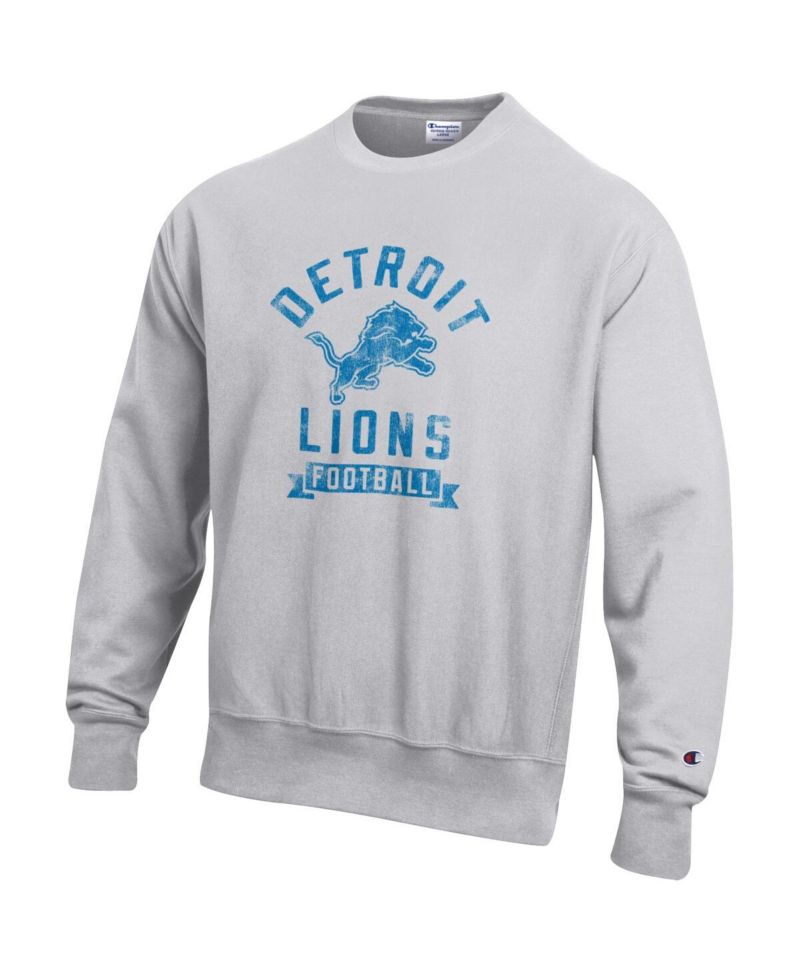 Men's Heather Gray Detroit Lions Reverse Weave Fleece Pullover Sweatshirt
