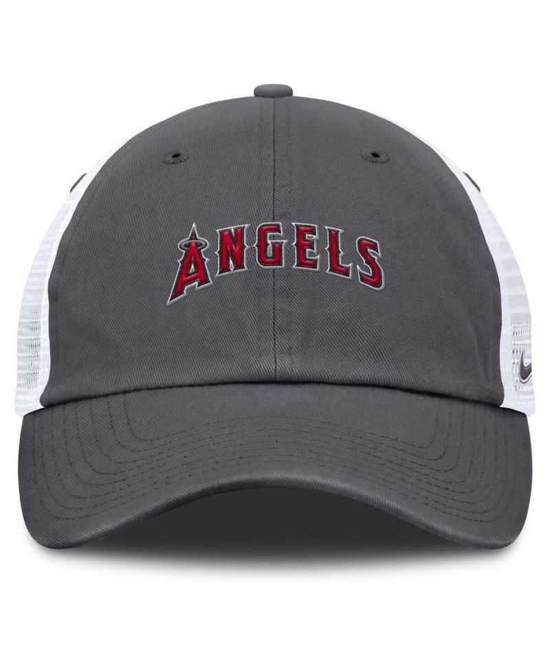 Men's Gray Los Angeles Angels Wordmark Club Adjustable Trucker Hat