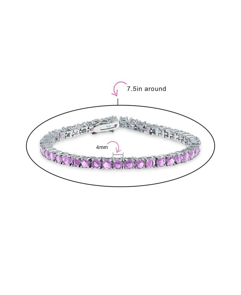 Classic 12CTW Round CZ Basket Set Blue Tennis Bracelet Silver Plated 7.5"