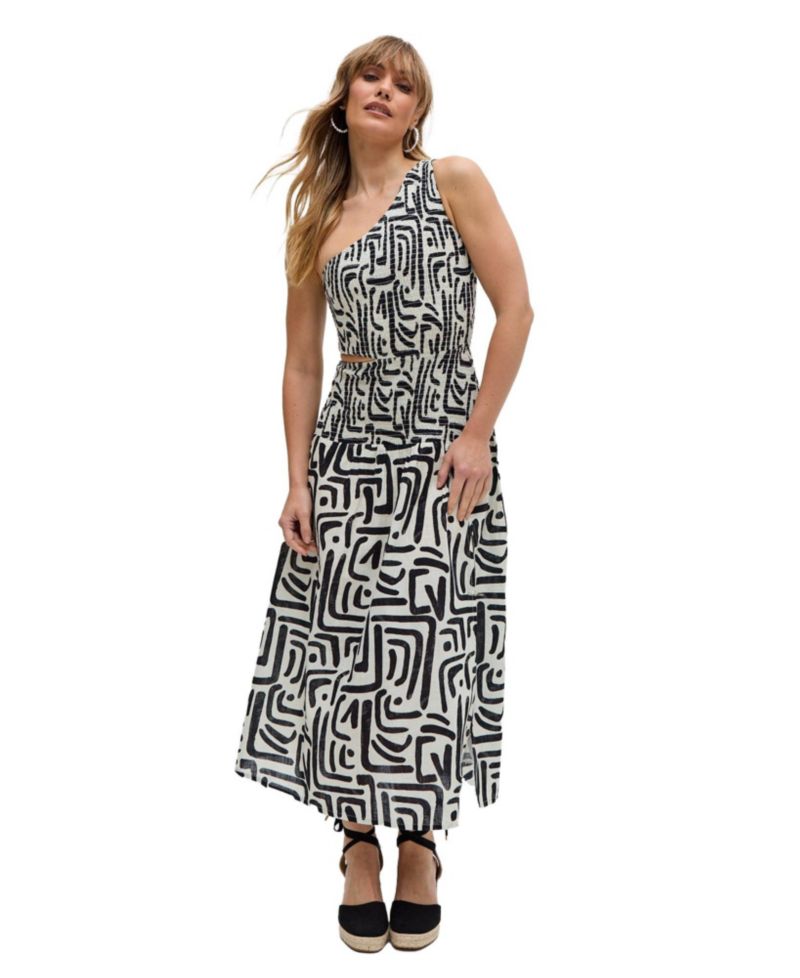 Women's Jazz Jersey One Shoulder Warhol Print Midi Dress
