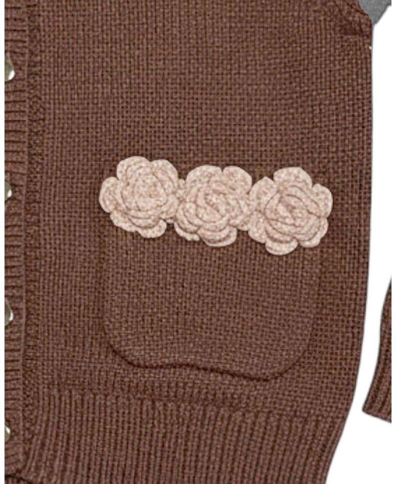 Little and Big Girls' (XXS-L) Organic Rosette Pocket Cardigan Sweater