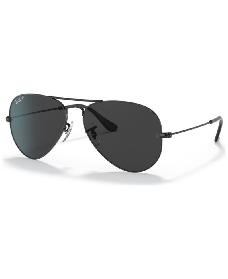 Unisex Aviator Total Black Polarized Sunglasses, RB3025