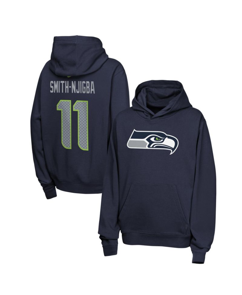 Big Boys and Girls Jaxon Smith-Njigba College Navy Seattle Seahawks Name & Number Club Fleece Hoodie