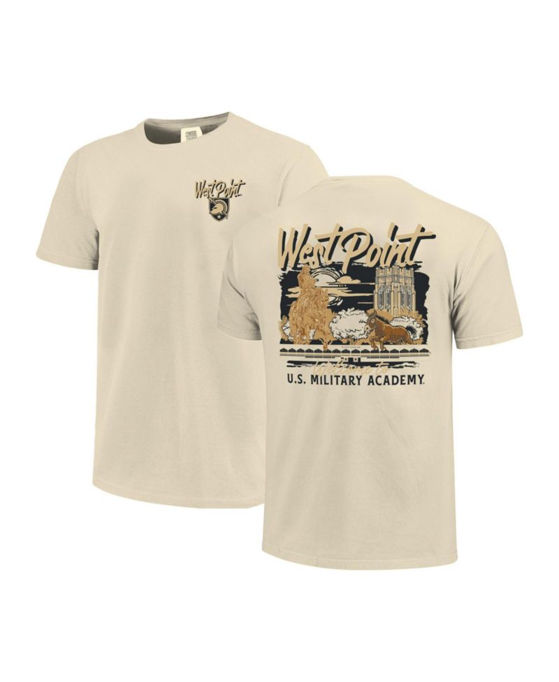 Men's Natural Army Black Knights Comfort Colors Hand-Drawn Campus Stack T-Shirt