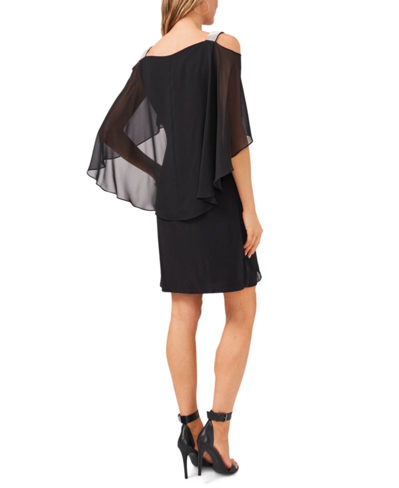 Women's Beaded-Strap Capelet-Back Dress