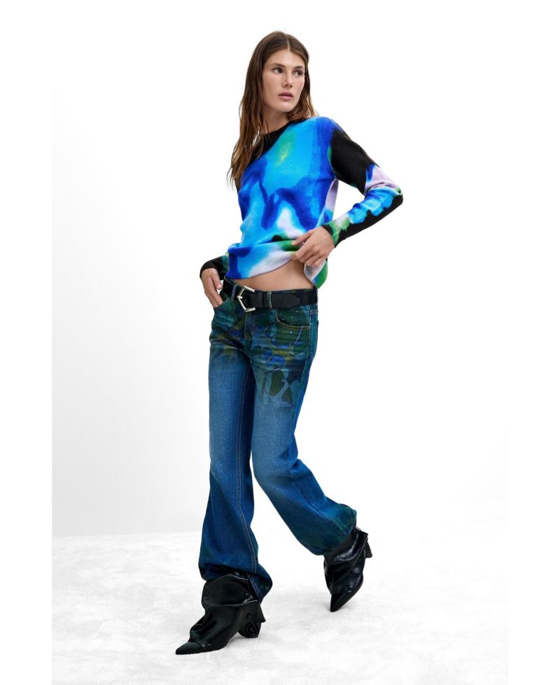 Women's M. C. Lacroix Abstract Print Fine-Knit Sweater
