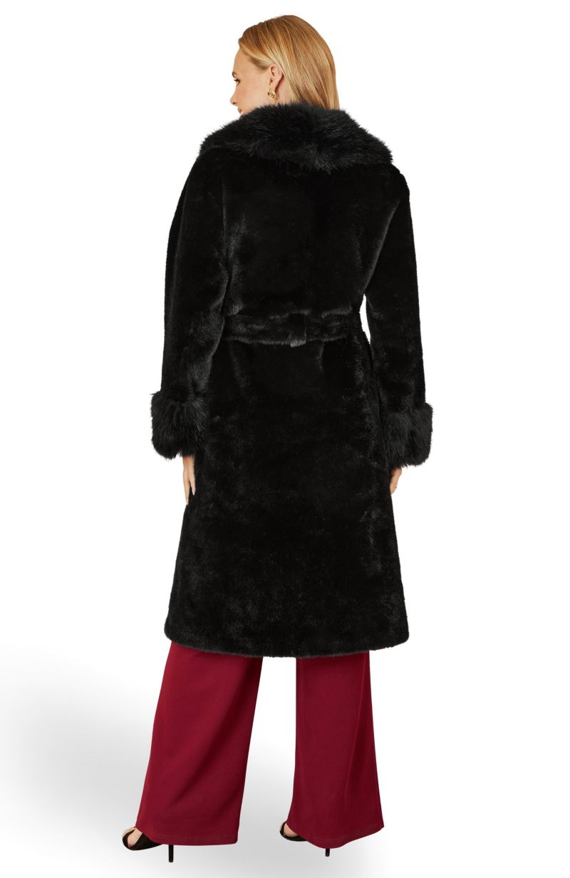 Women's Oversize Collar Wrap Faux Fur Coat