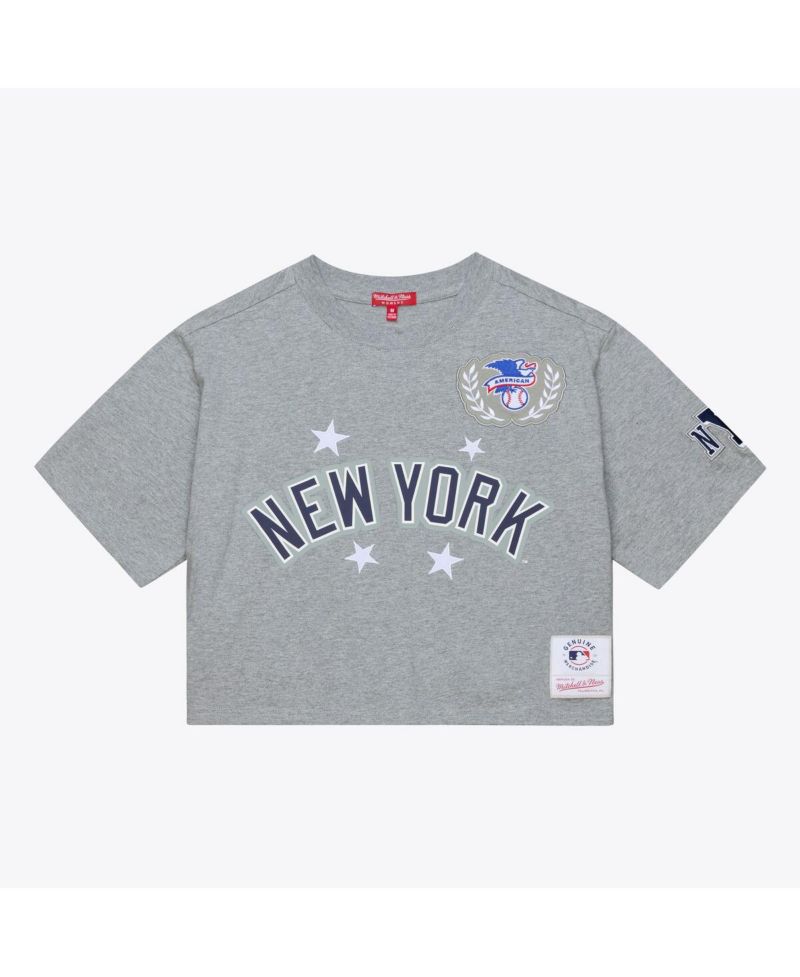 Women's Heather Gray New York Yankees Pep Rally Cropped Boxy T-Shirt