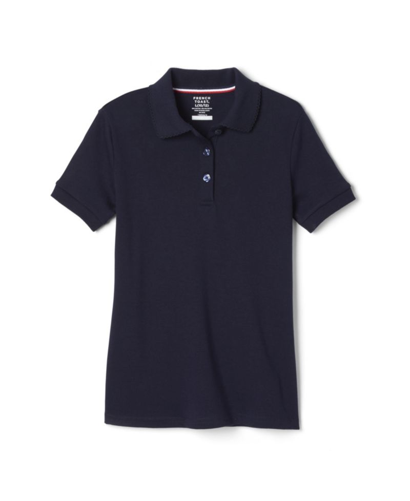 Big Girls Short Sleeve Picot Collar Interlock Polo Shirt
