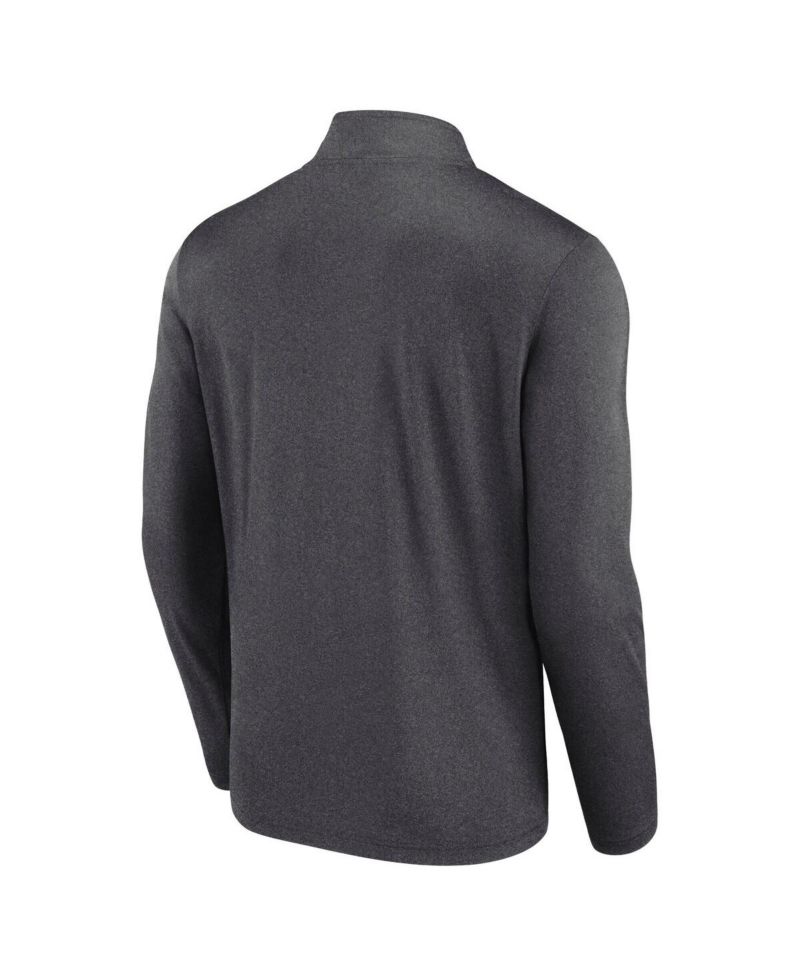 Men's Heather Charcoal New York Jets Head-to-Head Quarter-Zip Pullover