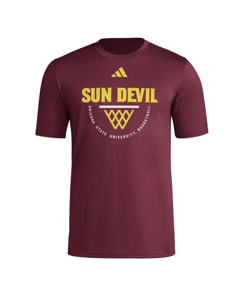 Men's Maroon Arizona State Sun Devils Basketball Practice Net Arch Pregame T-Shirt
