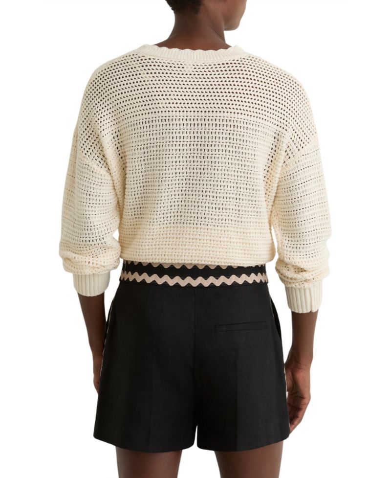 Women's Linen Wave-Trim Shorts