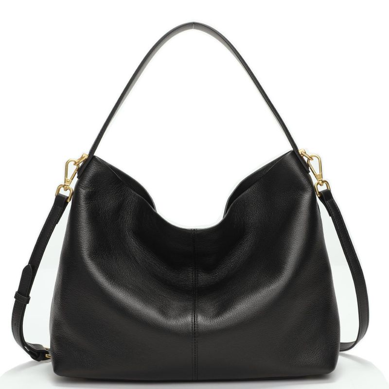Mara Soft Pebbled Leather Slouchy Hobo Shoulder Bag with Crossbody Strap Casual Everyday Tote Purse