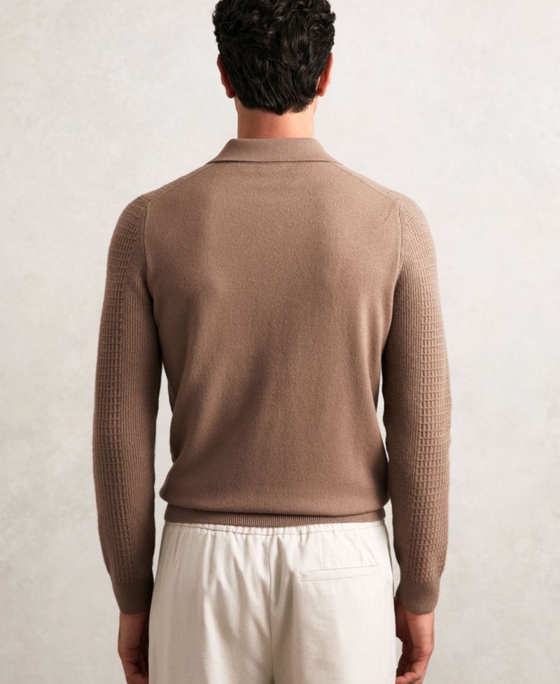 Men's Hamilton Wool Waffle-Knit Half-Zip Polo Sweater