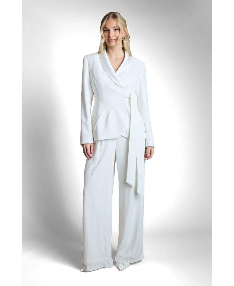 Women's Bridal Satin Wrap-Front Blazer
