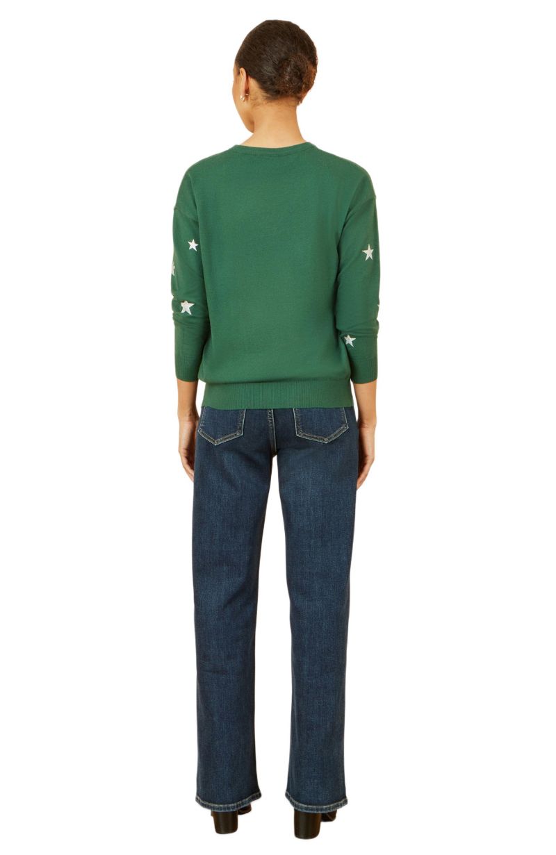Women's Foil Star Print Relaxed Fit Sweater