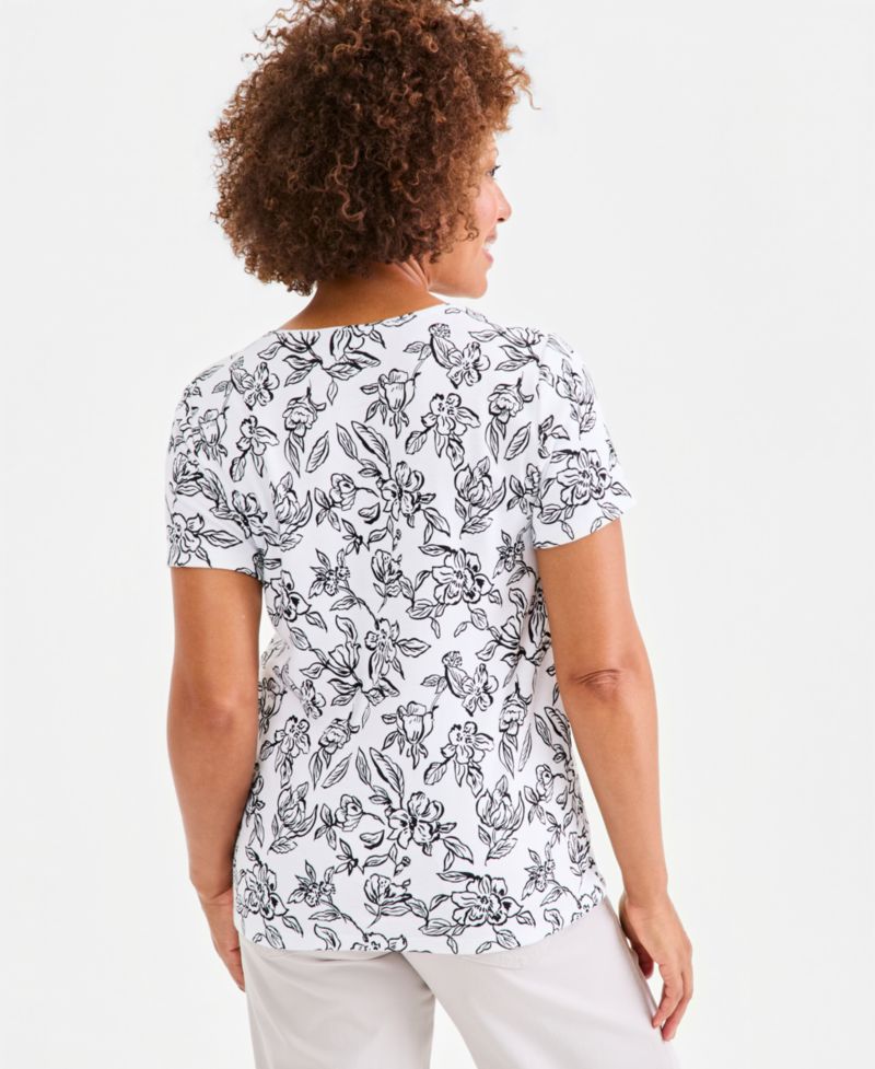 Petite Printed Scoop Neck Top