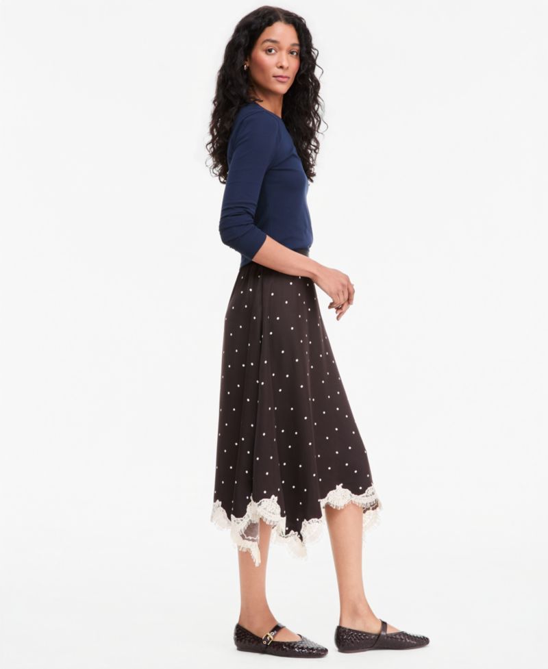 Women's Lace-Trim Handkerchief-Hem Midi Skirt