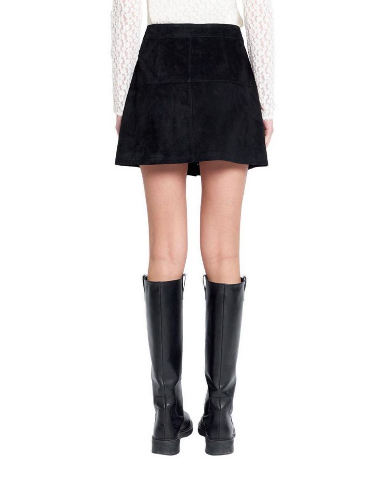 Women's Scarlet Genuine Suede Button Skirt