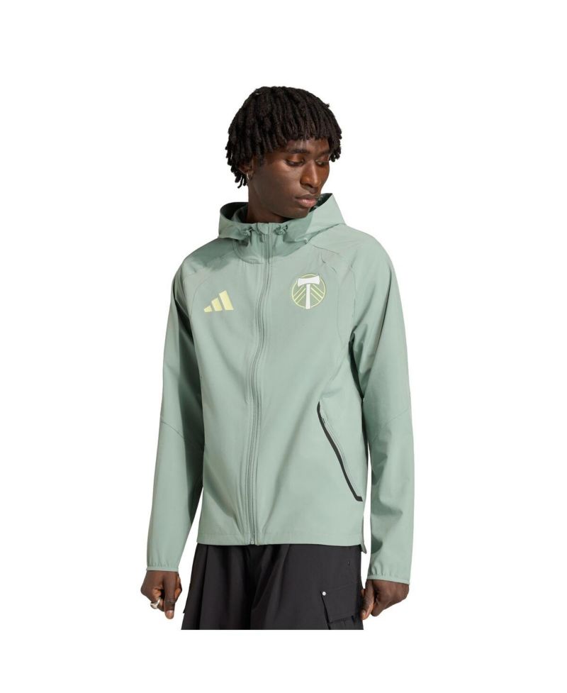 Men's Light Green Portland Timbers Tiro Travel Full-Zip Hooded Windbreaker