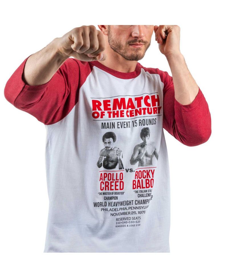 Men's White/Red Rocky Rematch of the Century 3/4-Sleeve Raglan T-Shirt
