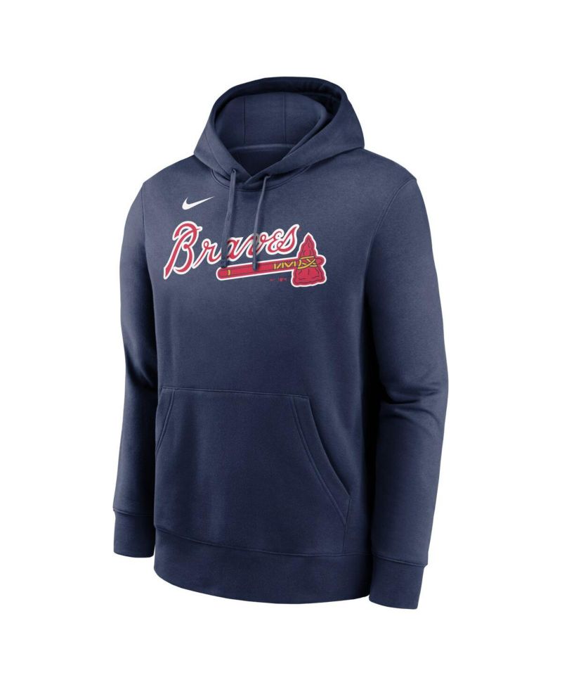 Men's Ronald Acu&ntilde;a Jr. Navy Atlanta Braves Player Name & Number Club Fleece Pullover Hoodie