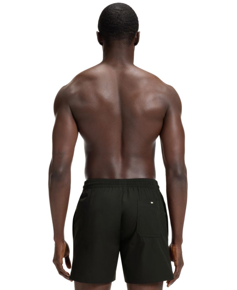 BOSS by Men's 6" Vital Logo Stripe Print Swim Trunks