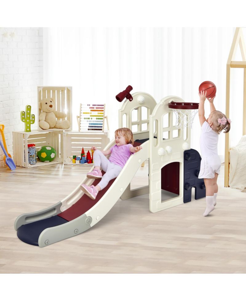 6-in-1 Basketball Hoop Slide Playset