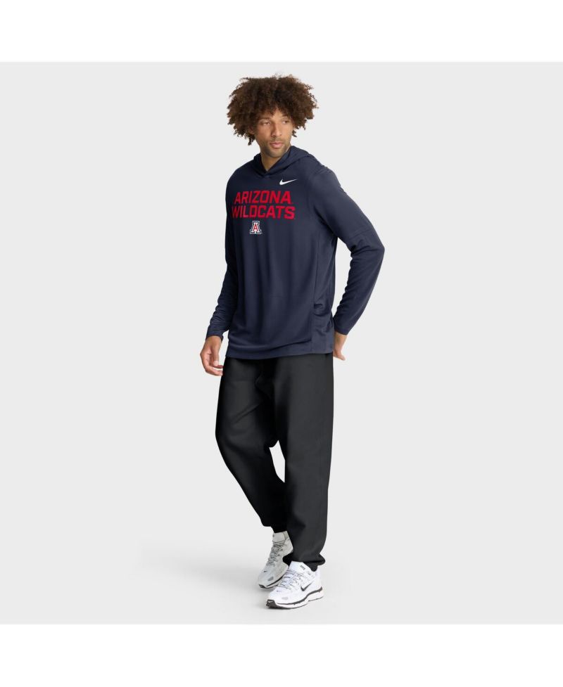 Men's Navy Arizona Wildcats 2025 Sideline Performance Long Sleeve Hoodie T-Shirt