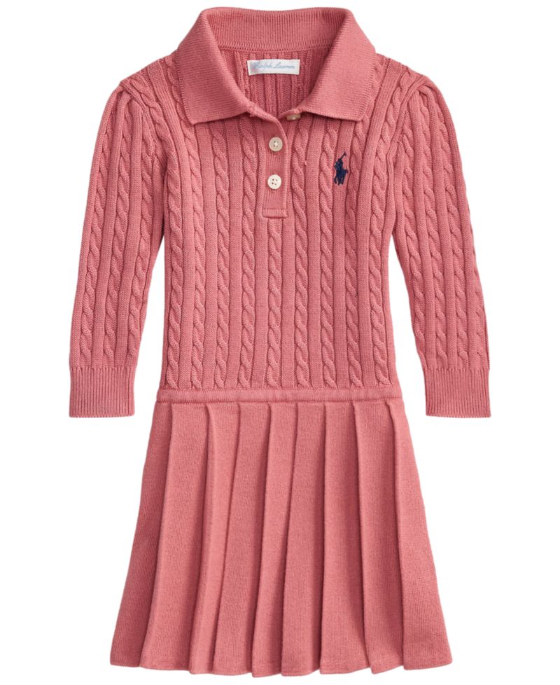 Baby Girls' Long-Sleeve Mini-Cable Polo Sweater Dress