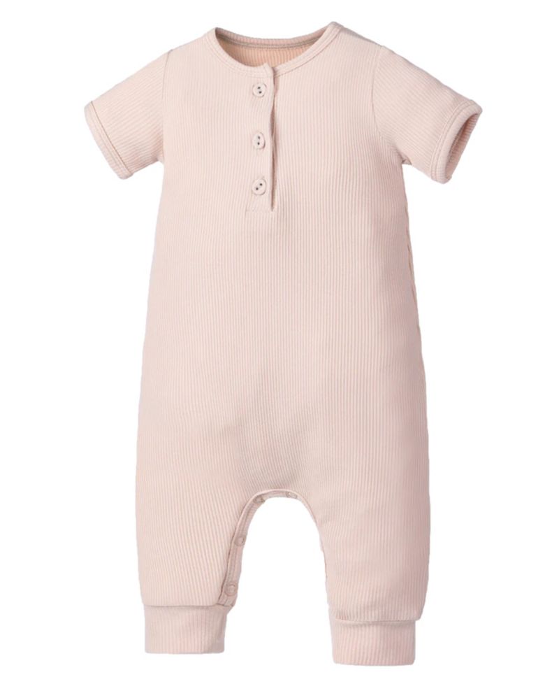Baby Boys Rayon from Bamboo Ribbed Henley Romper