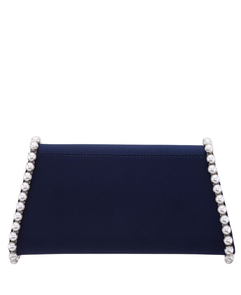 Imitation Pearl Trim Trapezoid Flap Bag