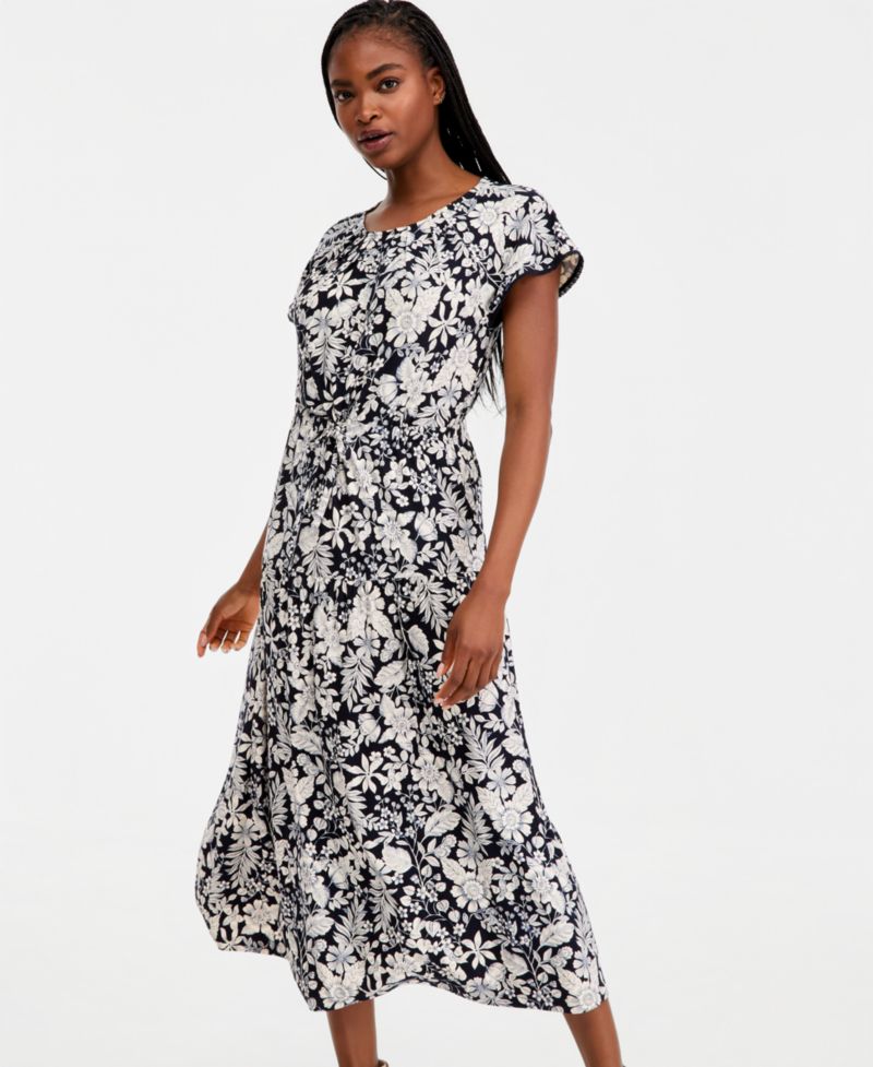 Women's Tiered Floral Midi Dress