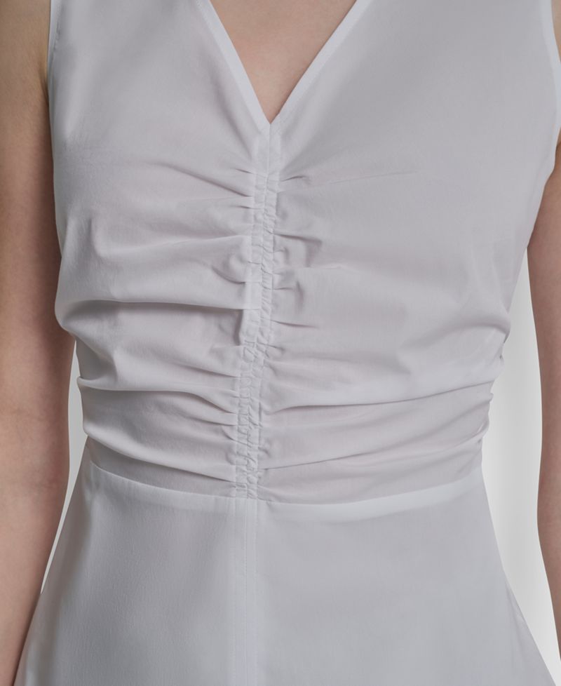 Women's Sleeveless Cotton Polin Ruched Front Top